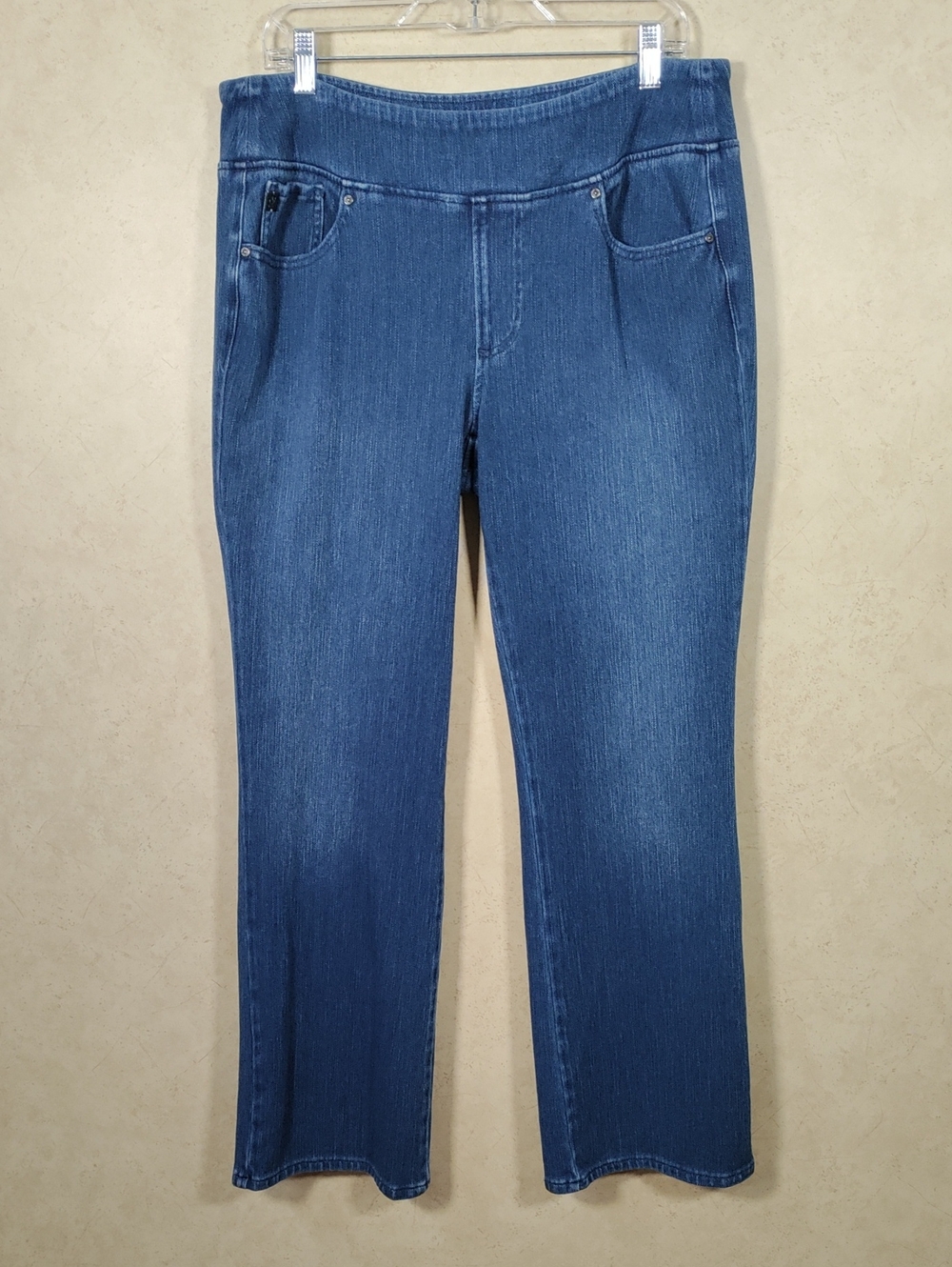 I174 Belle by Kim Gravel Straight Leg Pull On Jeans in Medium Blue 16